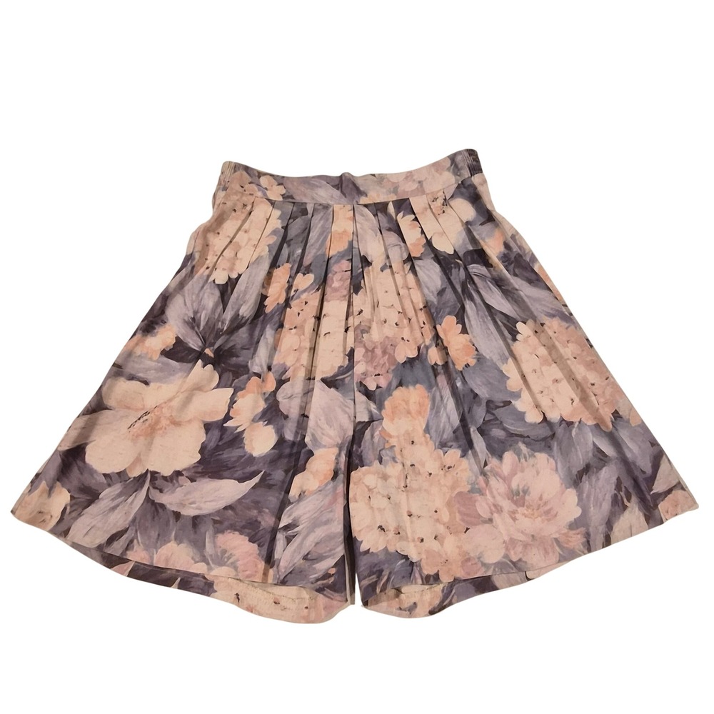 Vintage Craig Clothing Co Floral Culotte Shorts Petite Small High Waist Pleated